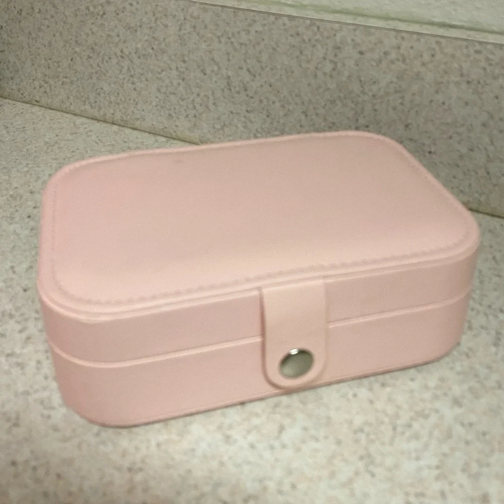 Soft Pink Travel Jewelry Box Organizer Case | Compact Storage Holder